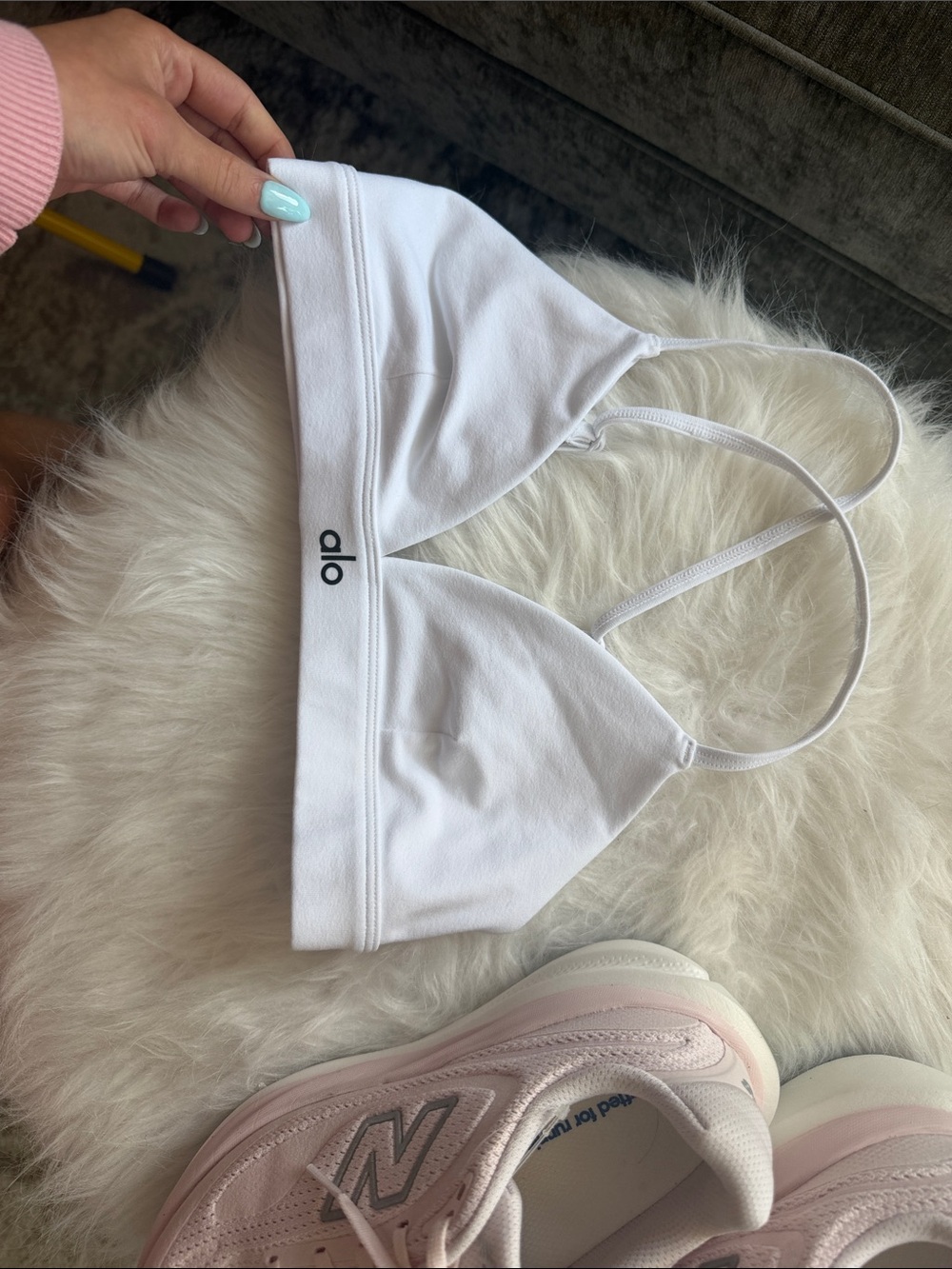 ALO White Triangle Bralette with Thin Straps